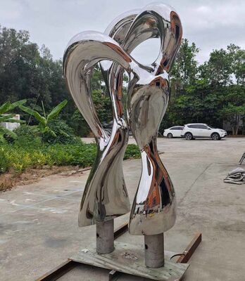 2.5m Height Mirror Polished 316L Stainless Steel Abstract Metal Sculpture for Garden Decoration
